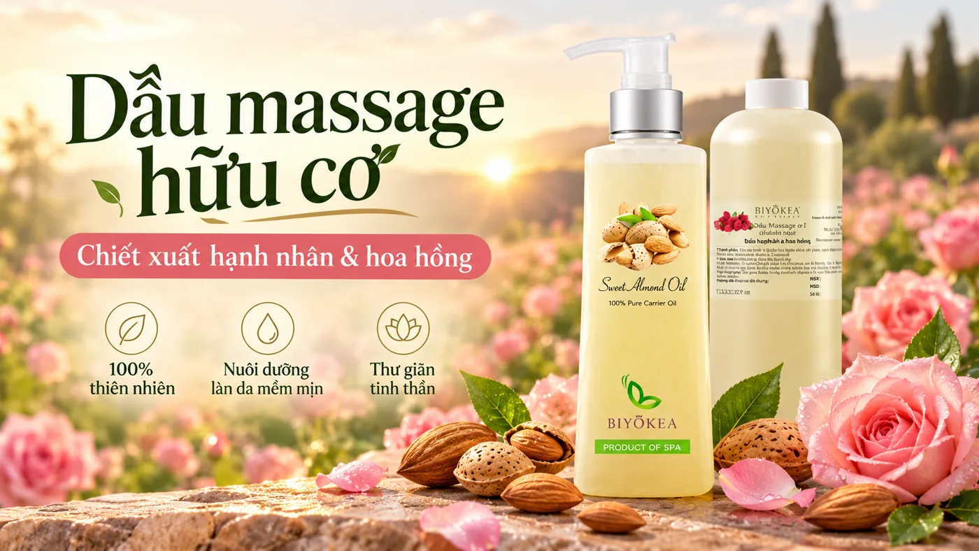 Dầu massage hữu cơ chiết xuất hạnh nhân hoa hồng - Trải nghiệm thực tế