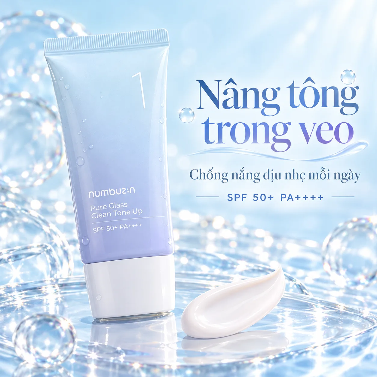 Kem Chống Nắng NUMBUZIN No.1 Pure Glass Clean Tone Up SPF50+