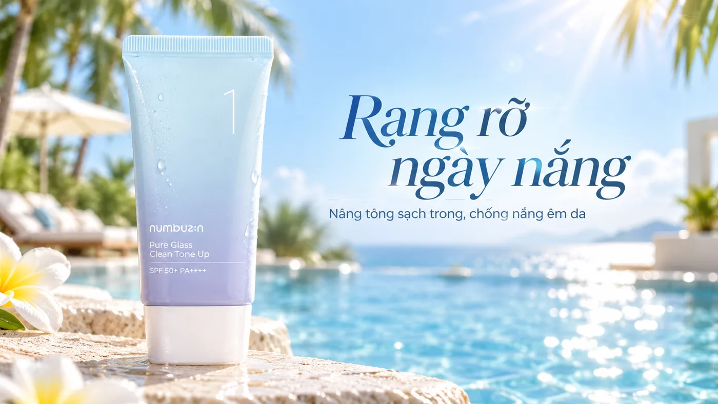 Trải nghiệm kem chống nắng nâng tông NUMBUZIN No.1 Pure Glass Clean Tone Up
