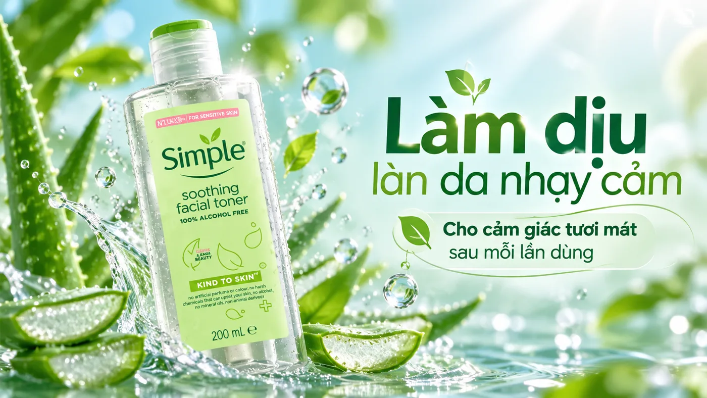 Nước hoa hồng dưỡng ẩm dịu nhẹ Simple Soothing Facial Toner - Minh họa cơ chế hoạt chất sinh học