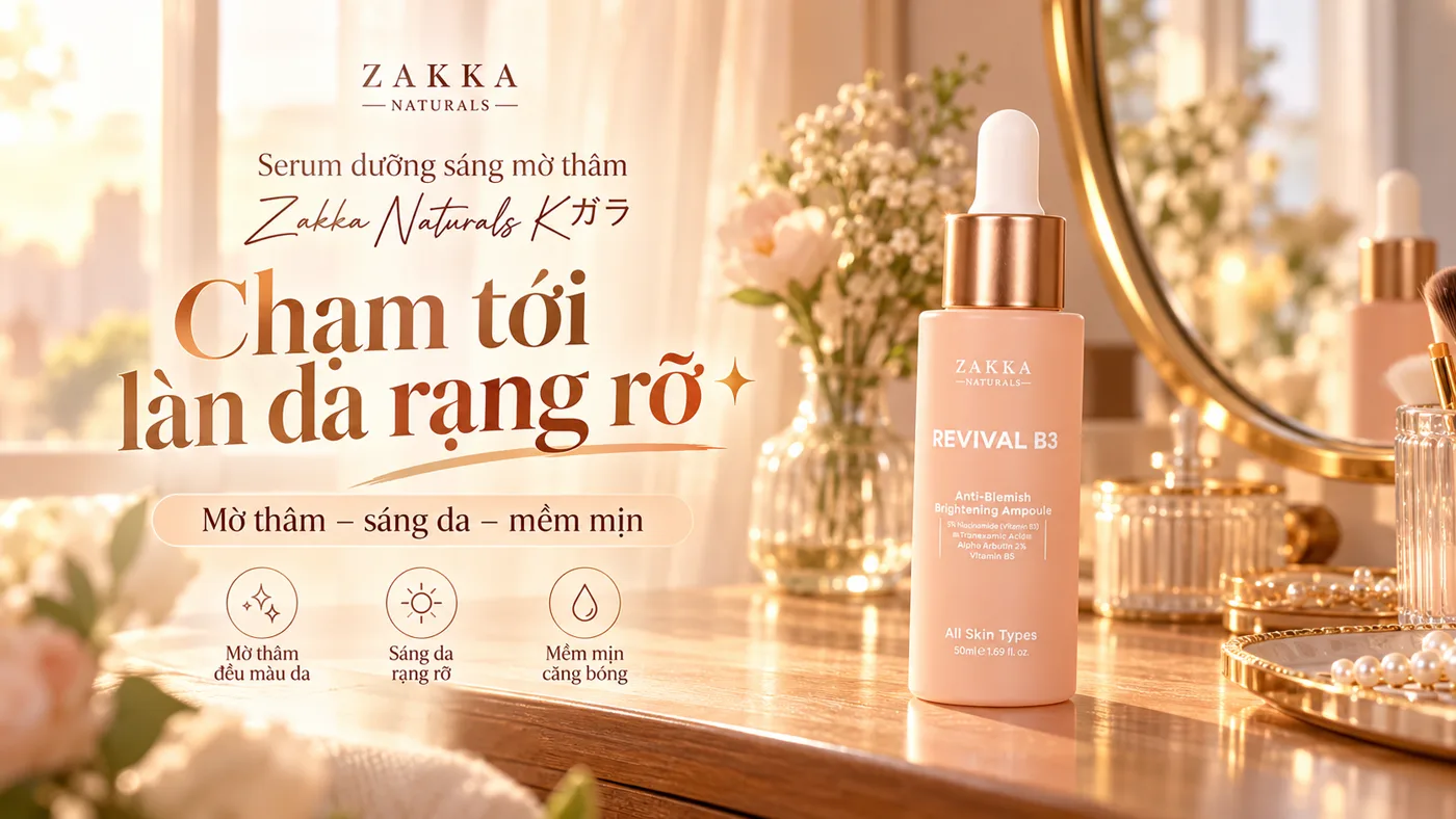 Serum dưỡng sáng mờ thâm Zakka Naturals K-Gluta Glow B3 - Minh họa cơ chế hoạt chất sinh học