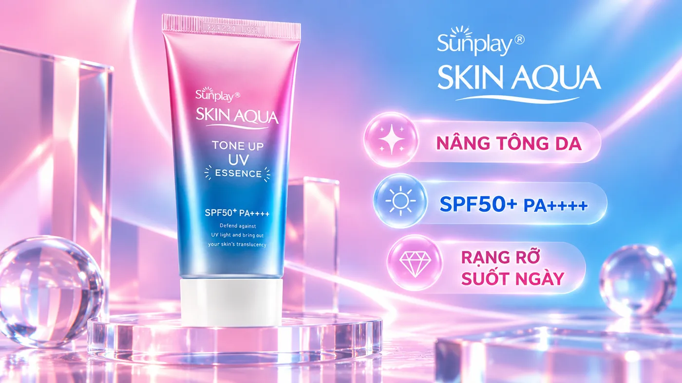 Sữa chống nắng nâng tông Sunplay Skin Aqua Tone Up UV Milk - Minh họa cơ chế hoạt chất sinh học