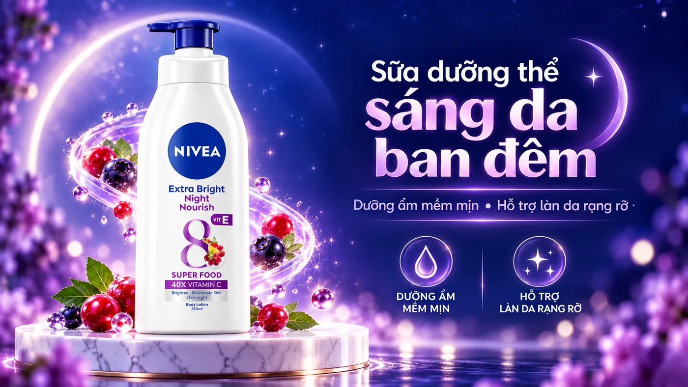 Sữa dưỡng thể Nivea Extra White Night Nourish - Trải nghiệm thực tế