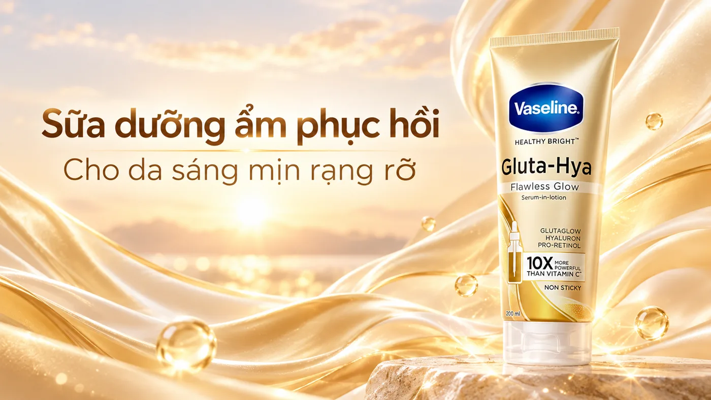 Sữa dưỡng thể Vaseline Gluta-Hya Flawless Glow - Trải nghiệm thực tế