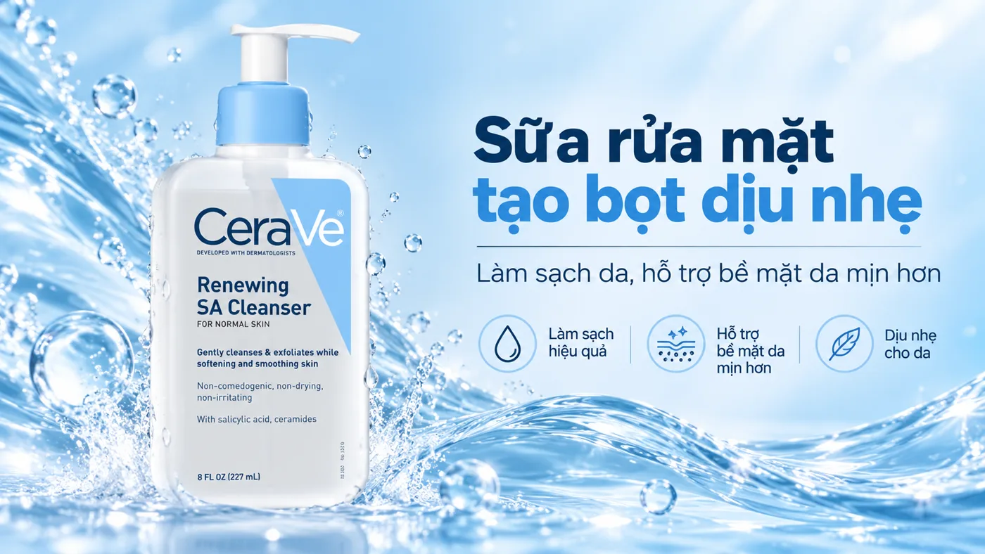 Sữa rửa mặt CeraVe Renewing SA Cleanser - Trải nghiệm thực tế