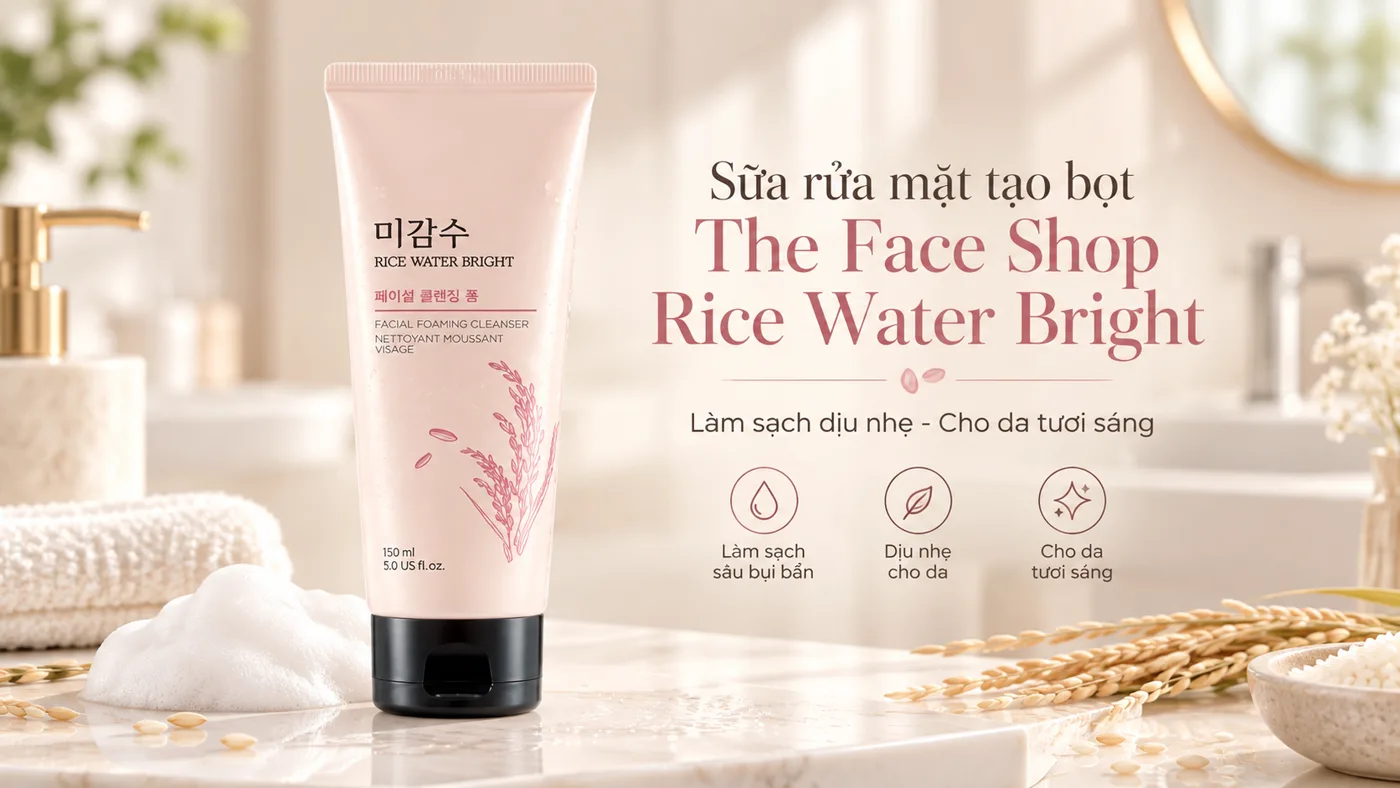 Sữa rửa mặt tạo bọt The Face Shop Rice Water Bright - Trải nghiệm thực tế
