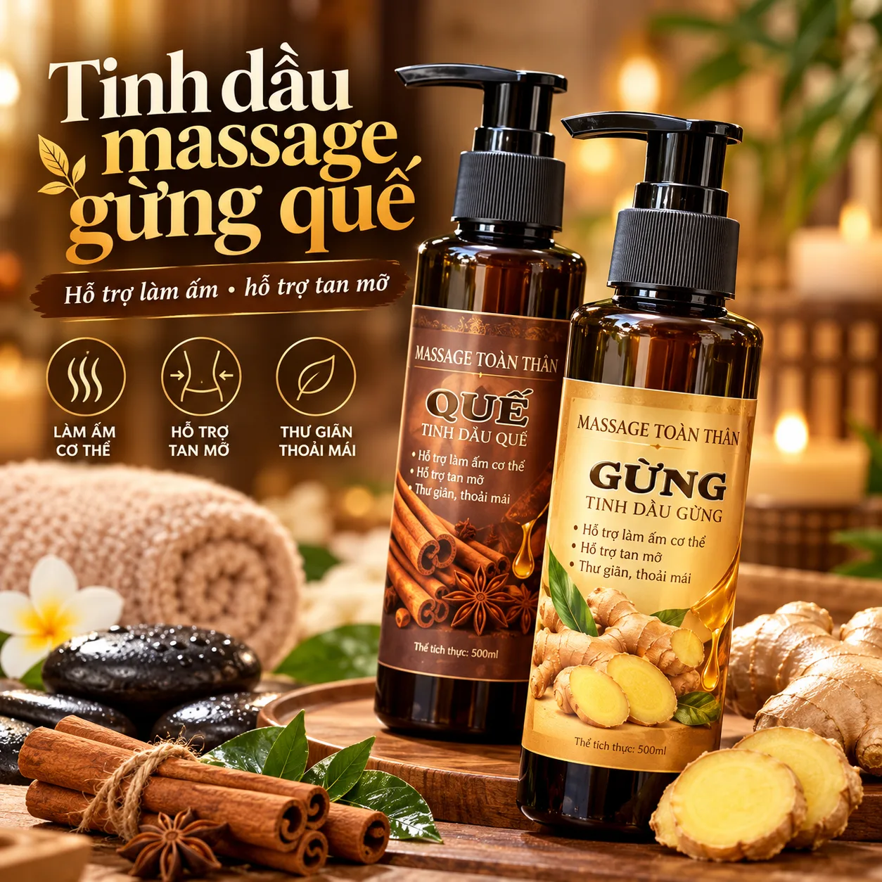 Tinh Dầu Massage Gừng Quế