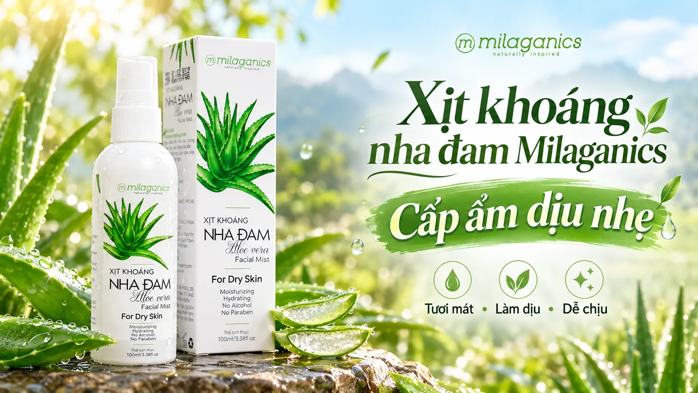 Xịt khoáng nha đam cấp ẩm dịu nhẹ Milaganics - Trải nghiệm thực tế